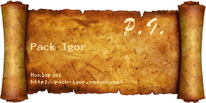 Pack Igor névjegykártya